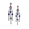 Stud Earrings Wholesale Of S925 Silver Sapphire 925 Plated Platinum Women's Tassel