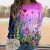 Bluzy damskie jesień wiosna Kobiety raglan okrągły bluza 3D cyfrowy nadruk o długie rękawie pulower na codzienne