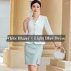 Arbetsklänningar Lenshin 2 -stycken Ruffles Set Formal Dress Suit Office Lady Women Summer Business Half Sleeve Blazer och ärmlösa kläder