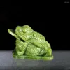 Dekorativa figurer 4 "Jade hand-snidande fengshui gyllene pengar rikedom djur padda staty maskot statyer et skulpturer hem