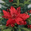 Decoratieve bloemen Kerstmis kunstbloem feestelijke boom ornamenten glanzend voor langdurige huizendecoratie a