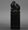 Figurines décoratives Hongshan Culture Archaize Black Iron Meteorite Sculpture Frog Seal Statue