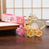Keychains Lanyards Cute Cartoon Cherry Blossom Into Oil Drift Bottle Acrylic Transparent Creative Keychain Bag Pendant Small Gift