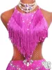Fantas de dança latina para Kid's Wear Kid em franjas rosa elegantes e glitter