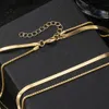 Gold Multi-layer Layered Wind Metal Flat Snake Chain Necklace with Personalized Hip-hop Trendy Men's Versatile Accessories