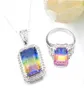 2PCSSET NEW Wedding Party Pendant Ring Smycken Set Bi Colored Tourmaline 925 Sterling Silver Necklace Lady Exquisite Sets8624073