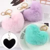 Keychains Lanyards herzförmige Schlüsselanhänger für Frauen Mädchen Mode niedliche Plüschschlüsselringe Bag Auto Anhänger Bunte Pompoms Schmuck Key Key Halter