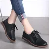 Zapatos casuales Fashion Fashion Spring Autumn Flat para Pisos de cuero para mujeres Damas Laces Up Outdoor Black White Platform