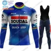 Jersey de ciclismo Sets Soudal STEP rápido Equipo de invierno 2024 Cycling Jersey Clothing Set Termal Fece World Champion Long seve Pants Bib Bik Bike MTB L48