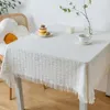 Table Cloth Tablecloth Japanese Ins Cotton White Advanced Touch Light Luxury Tea Round Table_AN2054