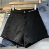 Kvinna denim shorts sommar elastiska jeans korta kvinnor streetwear mujer byxor femme flickor kläder svart vit blå 240415