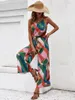 Women's Two Piece Pants YEMOGGY Skinny Women 2-Piece Pant Set Summer Suit 2024 Mixed Color Plaid Strap Tops Elastic Waist Sets
