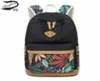 Fengdong Vintage Leaf Print Canvas School Backpack for Children School Sacs For Girls Child Book Bag Femmes ordinateur portable sac à dos 14 J1901432830