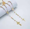 Elfic Gold plaqué à trois couleurs Collier Cumbic Zirconia Vierge Marie Collier Rosaire 74690508380087