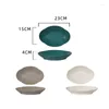 Plates Retro Irregular Ellipse Ceramic Plate Simple Restaurant Tableware Western Cuisine Cold Dishes Dinner Sushi Service Tray