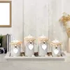 Ljusstakar hf hållare uppsättning av 4 med träbricka vintage ljusstake borddekor hem vardagsrum sovrum bröllop födelsedag