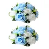 Flores decorativas 2 PCS Centro de mesa DIY Decoración de la fiesta del hogar falso Rose Props el Arreglo de regalo de seda Bouquet de flores artificiales