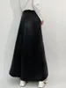 Kjolar av hög kvalitet svart läder kjol kvinnors elastiska midja a-linje stor pu mop lång plus size damer höst