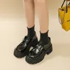 Kledingschoenen 2024 vrouwen middenhiel pu lederen platform octrooi glanzende meisjes casual kleine ronde teen vierkant hak