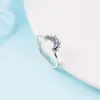 Klusterringar äkta 925 Sterling Silver Celestial Blue Sparkling Moon Ring Engagement Wedding Statement smycken för kvinnor anillos