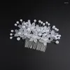 Haarclips Moeder van de bruid Tiara Crystal Crown Wedding Garland Comb ornamenten Hoofdbloem eenvoudig