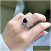 Cluster Rings S925 Sterling Sier Sapphire 9 10 Heart Ring Womens European and American Fashion Ins Drop Delivery Jewely DHDVH