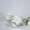 Cups Saucers Creative Ceramic Coffee Cup And Saucer With Gold Line Porcelain Tea Mug Classic Drink Gift