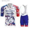 Radsporttrikot setzt neue Sommer FDJ 2023 Team Cycling Jersey Racing Bicyc Cloding Anzug Bemalbike Kleidung MAILLOT CICLISMO HOMBRE L48