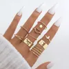 New Moon Women's Personalized Simple Folding Style Gold Spring Alloy Ring Handpiece