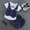 Vêtements ensembles nouveaux enfants d'été vêtements pour bébés garçons t-shirts shorts 2pcs / sets pour tout-petit gentleman décontracté vestiment