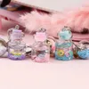 Keychains Lanyards Creative Quicksand Bottle Keychain Student Cute Simulation Flower Bottle Pendant Key Rings For Girls Fashion Party Gift