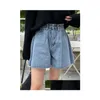 Damen -Shorts Damen Syiwidii Jean Frauen Sommer hohe Taille Baggy Wide Leg Flare Short Jeans lässig Vintage koreanische Stil Y2K Drop del Dh0rh