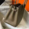 Sac de créateur de femmes authentique en cuir 7a Handswen en cuir authentique togo taille gris etjgcy