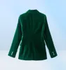 Women039s garnitury Blazers Women Dark Green Velvet Blazer Kurtka Elegancka płaszcz Kobieta Slim Fit Office Lady Solid Long Rleeve Sing1922576