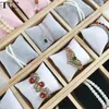 Jewelry Pouches Solid Wood 4 Grid Pillow Tray Display Props Watch Bracelet Velvet Holder Storage