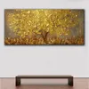 Tree of Life Abstract Wall Art Golden Plant Landscape Canvas Oil Målning Creative Yellow Leaves Moderna väggbilder för heminredning gåvor