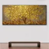 Tree of Life Abstract Wall Art Arte Golden Plant Paesaggio Tela Dipinto di Giallo Creative Foglie Giallo Poster Piccole Multi Moderni per i regali per decori per la casa