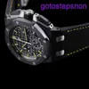 Orologio da polso AP Highend Royal Oak Offshore Serie 26420ce Black Plate Giallo Ago Giallo Stripe Incisione Automatico MENSE MECCANICA Orologi 43mm