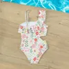 One-pièces creux de Summer Ruffle Enfants Girls Kid One Piece Swimsuit Swimwear Falbala Imprimez Teen Kids Monikini 5-14 ans Beachwear Y240412