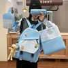 Sac à dos kawaii mignon grande capacité 5pcs / sacs scolaires pour adolescents sacs de mode de mode portables sacs de voyage décontractés portables