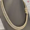 Luxury Cuban Chain 18mm 925 Sterling Silver 2 Rows Prong Setting Vvs Moissanite Cuban Link Chain