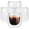 Tasses 4pcs Verre à paroi double café borosilicate résistant à la chaleur tasse tasse thé lait tasse à vin verres à vin