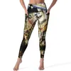 Active Pants Jibaro Vintage Leggings with Pockets Robots Tryck Grafisk Yoga Push Up Running Leging Sweet Stretch Sports Tights