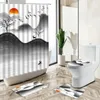 Duş perdeleri Çin manzara perdesi mürekkep boyama sanat banyo set ağaçları bambu çiçek tasarım kaymaz halı tuvalet kapak zemin paspas