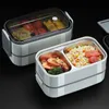 Bento Boxes 304 Lunch Steel Lunch Steel Lunch Box для взрослых детский школьный офис 1/2 слоя Microwabable Portable Rids Bento Food Storae Containers L49