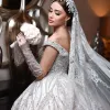 Lussuoso abito da ballo abiti da sposa da sposa paggrili paillettes perle Appliques Robe de Mariee Big Bride su misura su misura