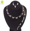 Black Stones White CZ Gold Plated Wedding Jewelry Sets For Women Earrings Pendant Necklace Ring Bracelet47654843407534