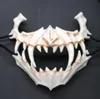 Half Animal Mask Long Teeth Demon Samurai White Bone Mask Tengu Dragon Yaksa Tiger Resin Mask Cosplay T2005091489566