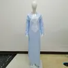 Lässige Kleider Frauen Maxi Kleid Bohemian mit Seiten geteilt V Hals Ethnischer Stil Langarm -Knöchellänge für lockere Passform