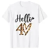 Women's T Shirts Party Shirt Hello Leopard Graphic Print Tshirt Birthday Squad Crew Top Summer Tee Aesthetic Clothes